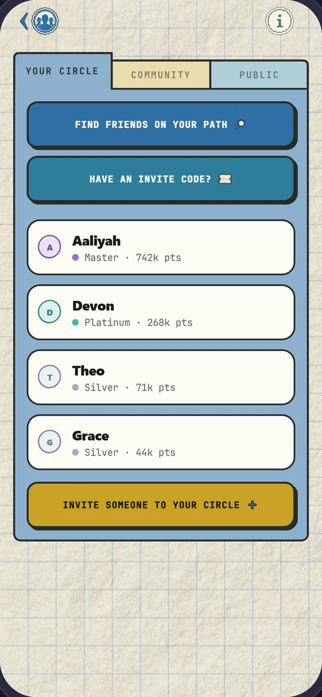 The Cura circle screen &mdash; friends on your path